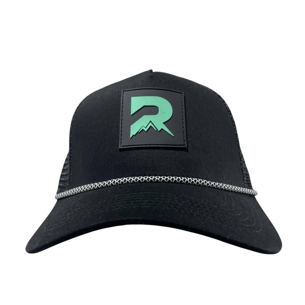 Mountain R Logo Hat Cap Snap Back One Size Mens Black Rope Trucker Mesh Outdoor